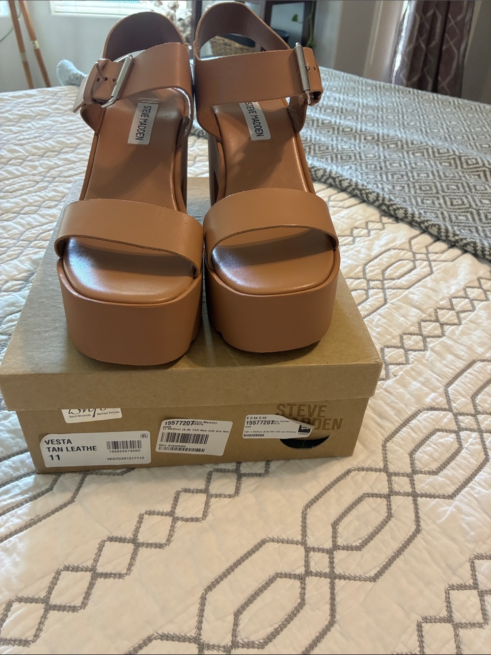 New!! Steve Madden Tan Platform Block Heel Sandals